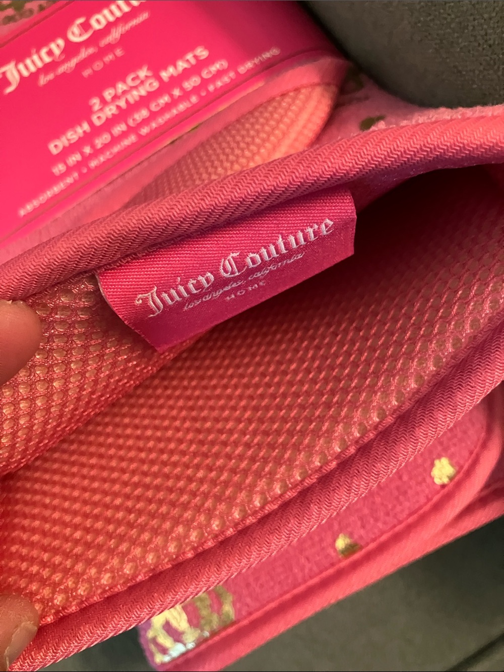 ✨Juicy Couture 2 pk dish drying mats hot pink gold crowns hearts logos NIP NWT - Picture 5 of 8